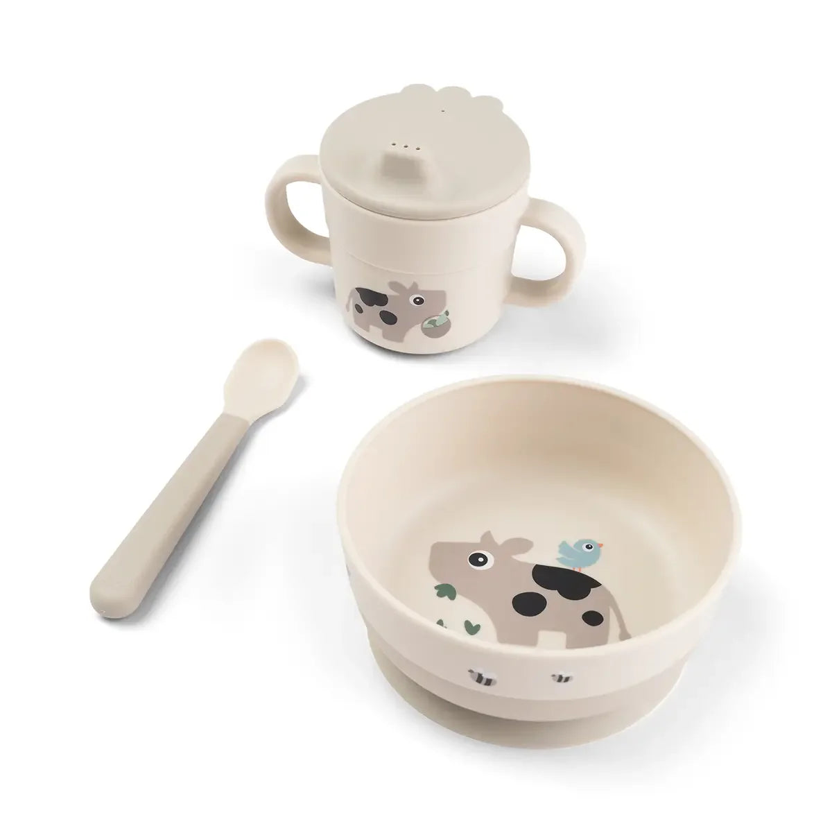 Coffret premier repas gourmand avec ventouse - Tiny farm - Sable