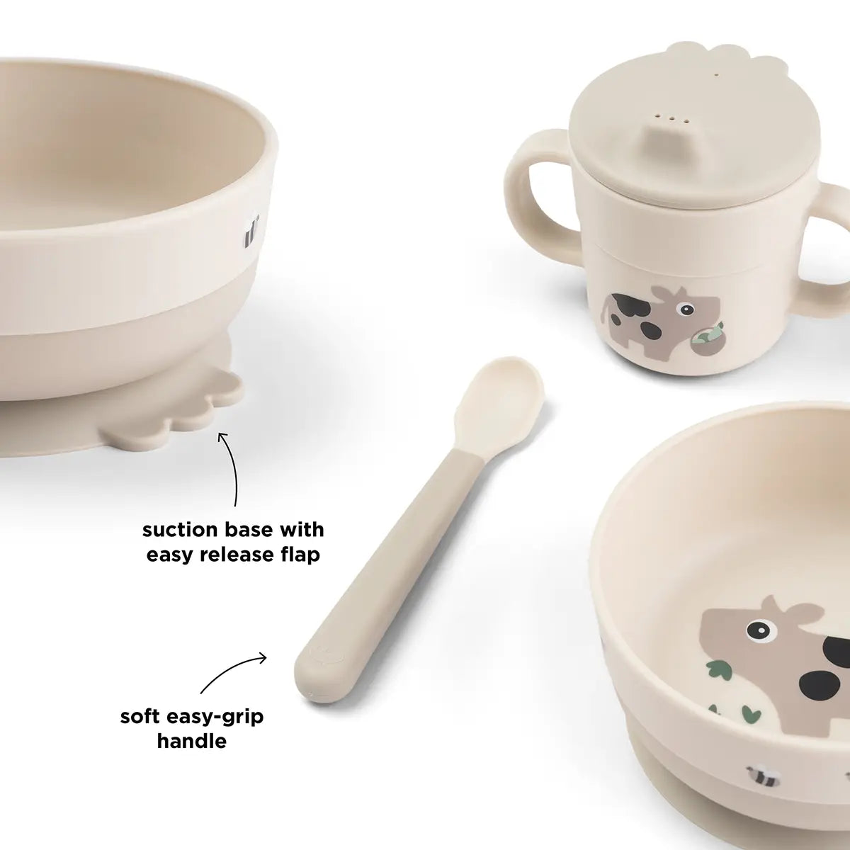 Coffret premier repas gourmand avec ventouse - Tiny farm - Sable