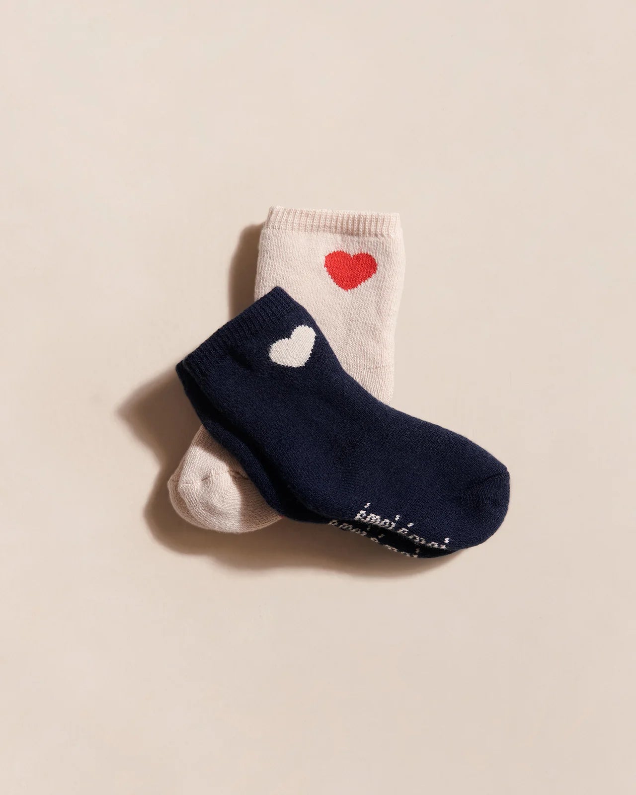 Les chaussettes bébé Coeur - crème