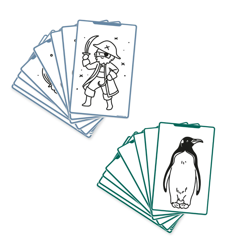 Refill KIDYDRAW-MINI Cartes supplémentaires thèmes "Animaux autour du monde et Océans & Pirates "