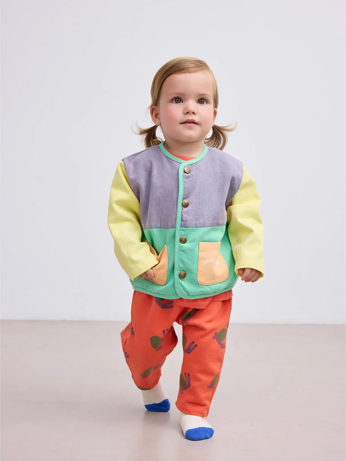 Veste tissée à blocs de couleurs