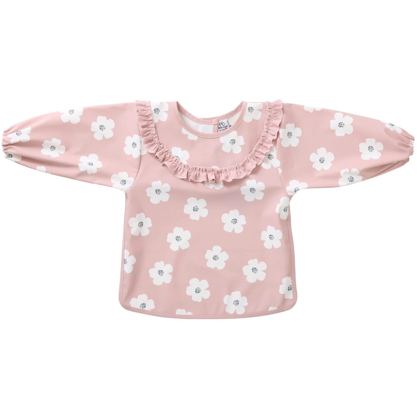 Bavoir-tablier froufrou imperméable fleurs 6/24m