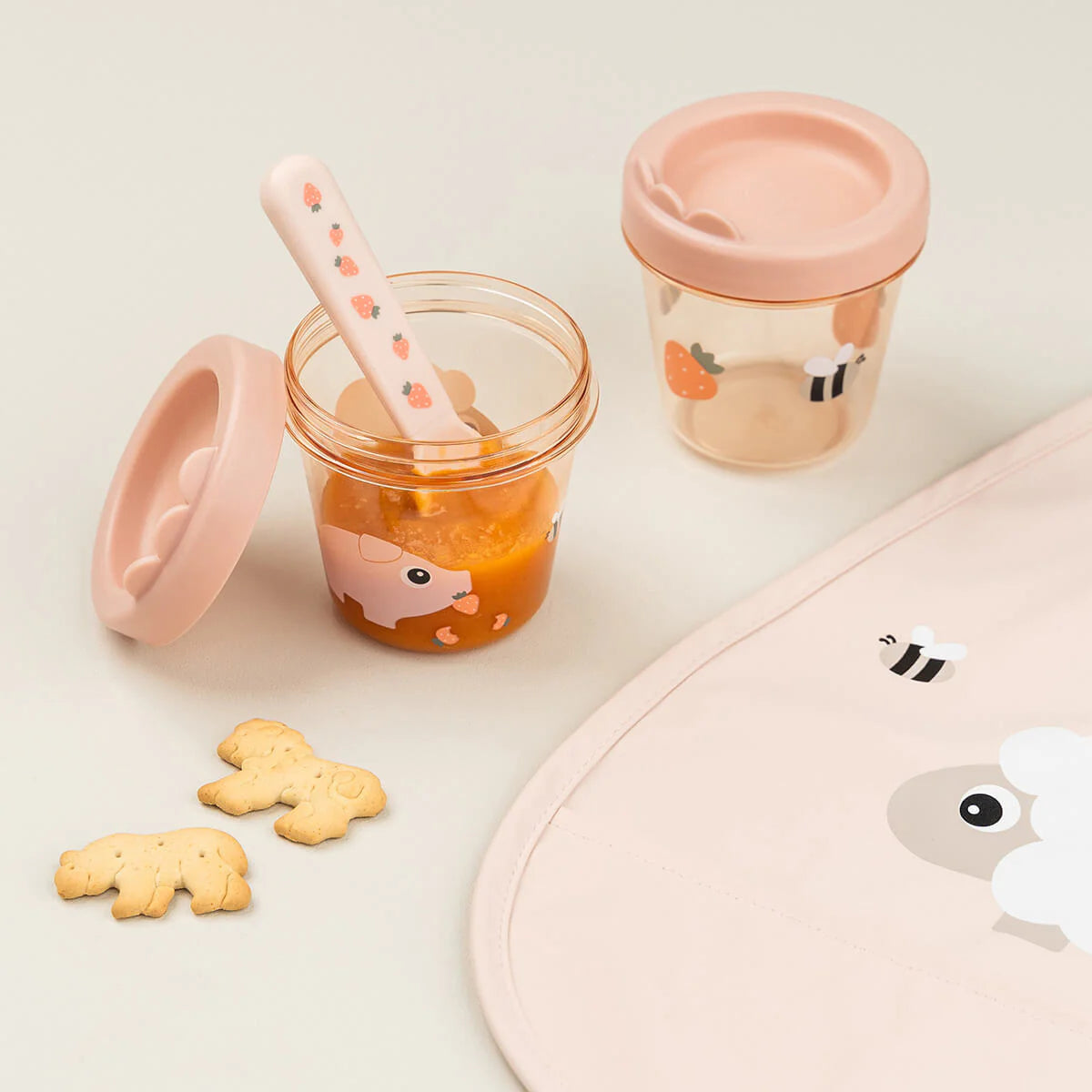 Lot de 2 boîtes pour aliments pour bébé - Petite ferme - Poudre