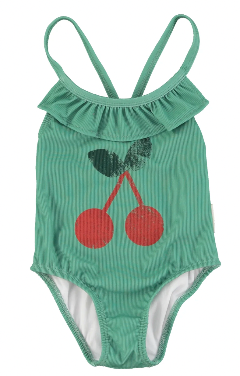 Maillot de bain à volants vert - Cerise
