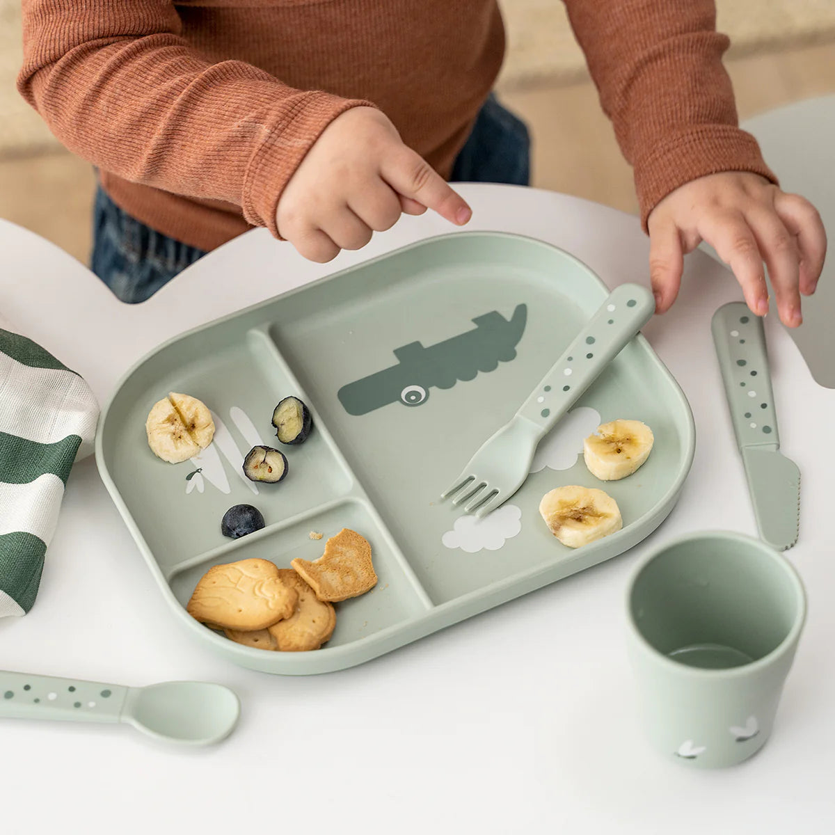 Assiette compartimentée - verte croco