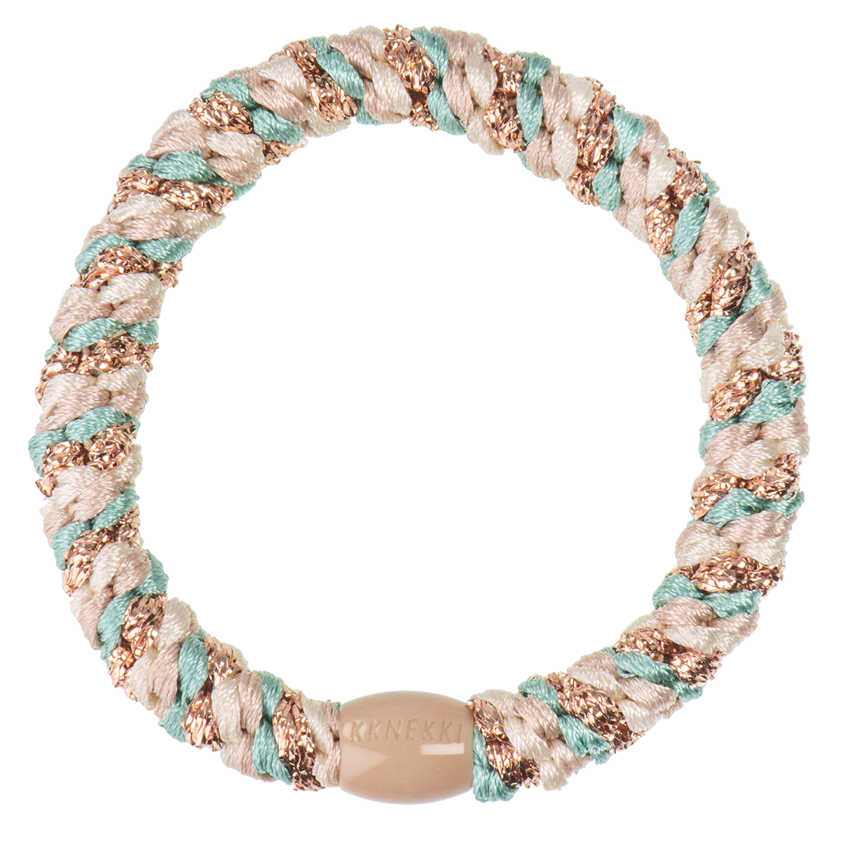 Élastiques à cheveux - MIX BEIGE ET TURQUOISE PAILLETTES