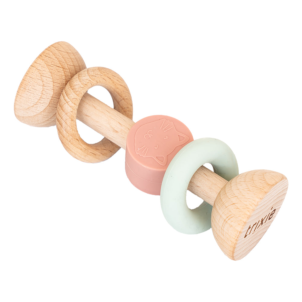 Hochet en silicone et bois - Mrs. Chat