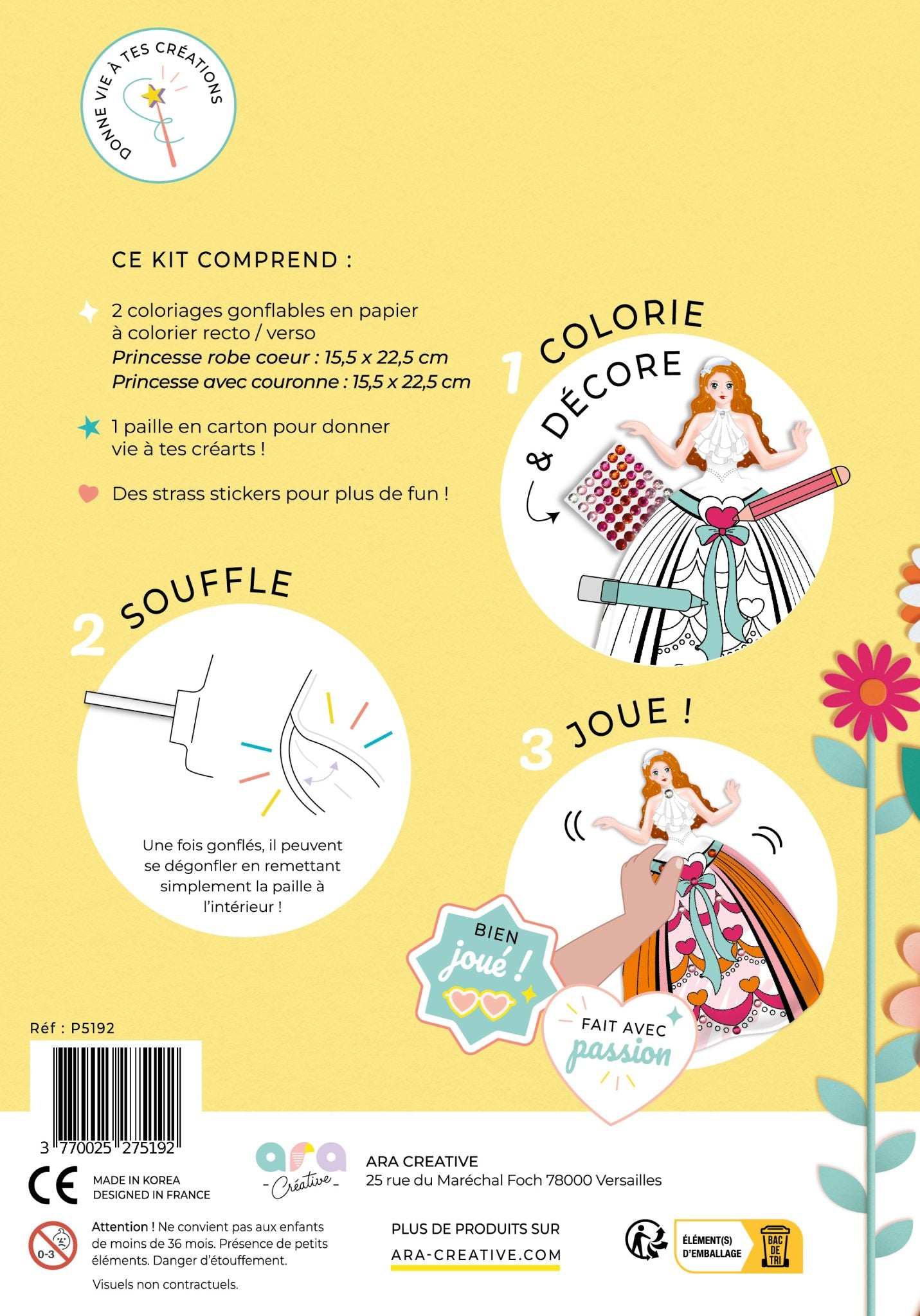 Coloriages gonflables Princesses + strass