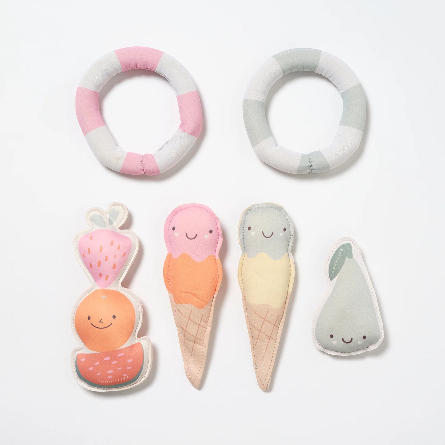 Lot de 6 jouets de bain en Néoprène - Barbe à papa