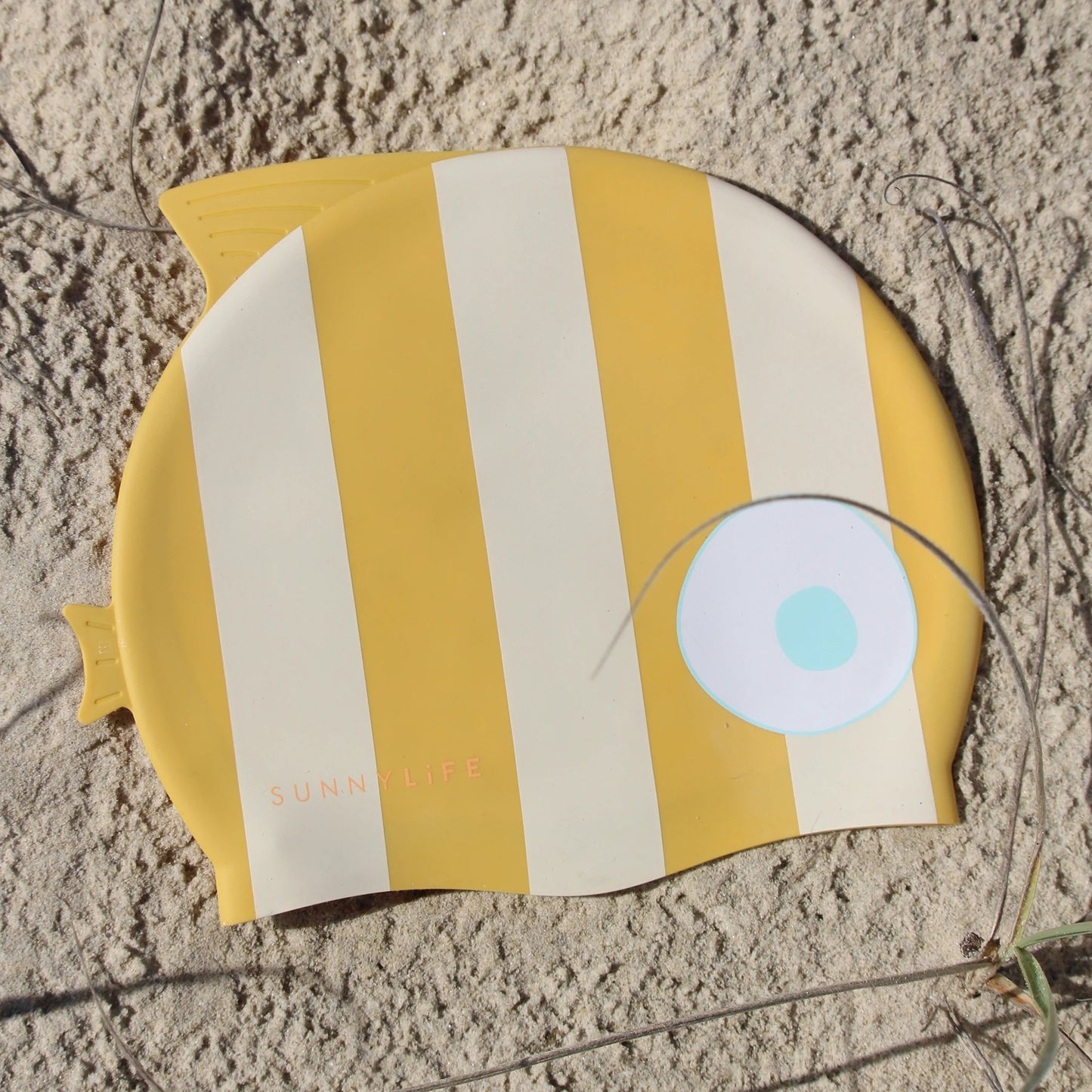 Bonnet de bain - Finn le poisson à rayures moutarde