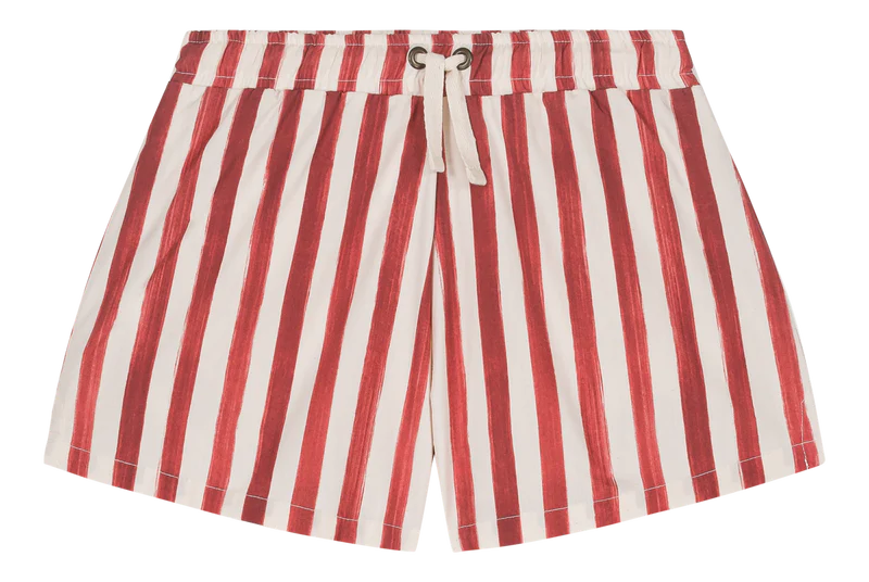 Short de bain Chico - Rayures rouge brique