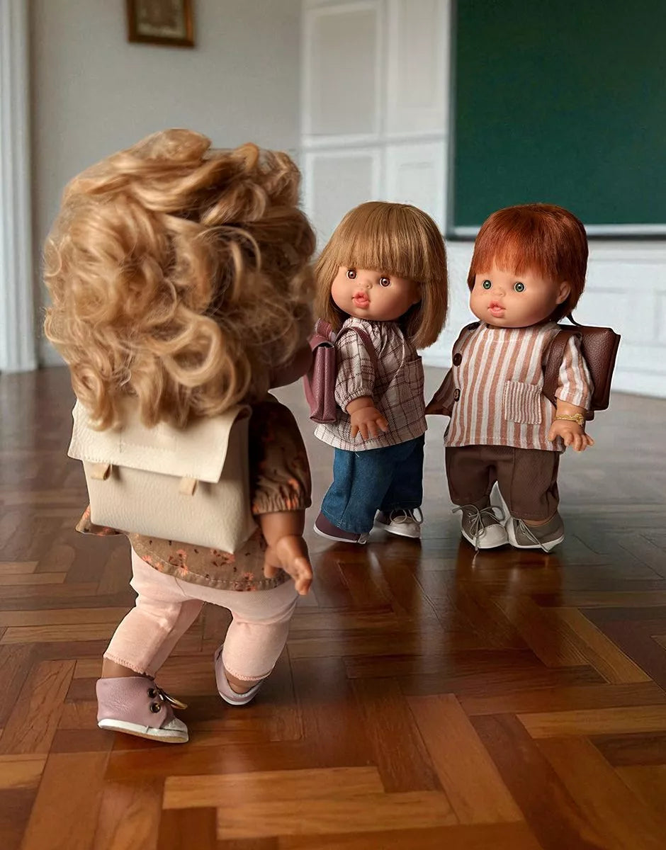 Ensemble garçon « Back to School » avec blouse d’écolier Zéphyr beige et pantalon taupe
