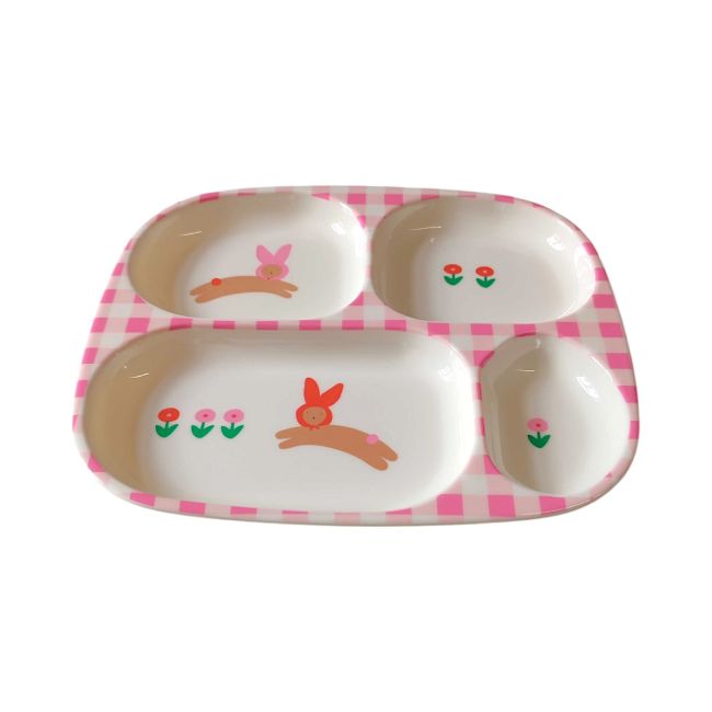 Assiette à compartiments lapin rose - Chichi pompon