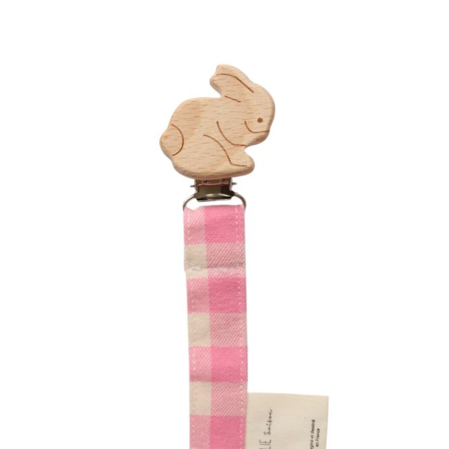 Attache tétine vichy rose - Chichi pompon