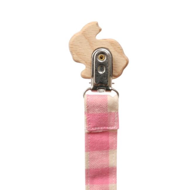Attache tétine vichy rose - Chichi pompon