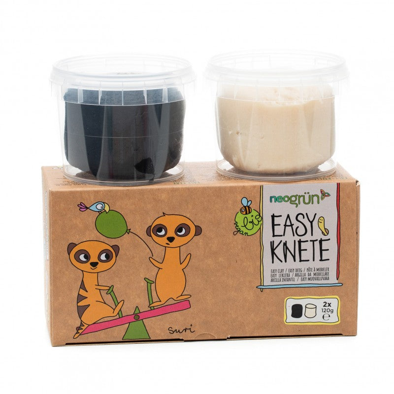 Coffret 2 pots pâte à modeler naturelle & vegan noir + blanc