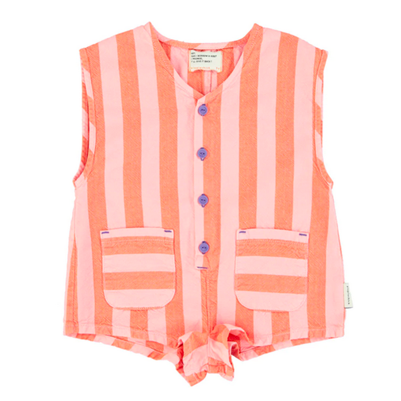 Combishort orange & rose stripe - 4 ans