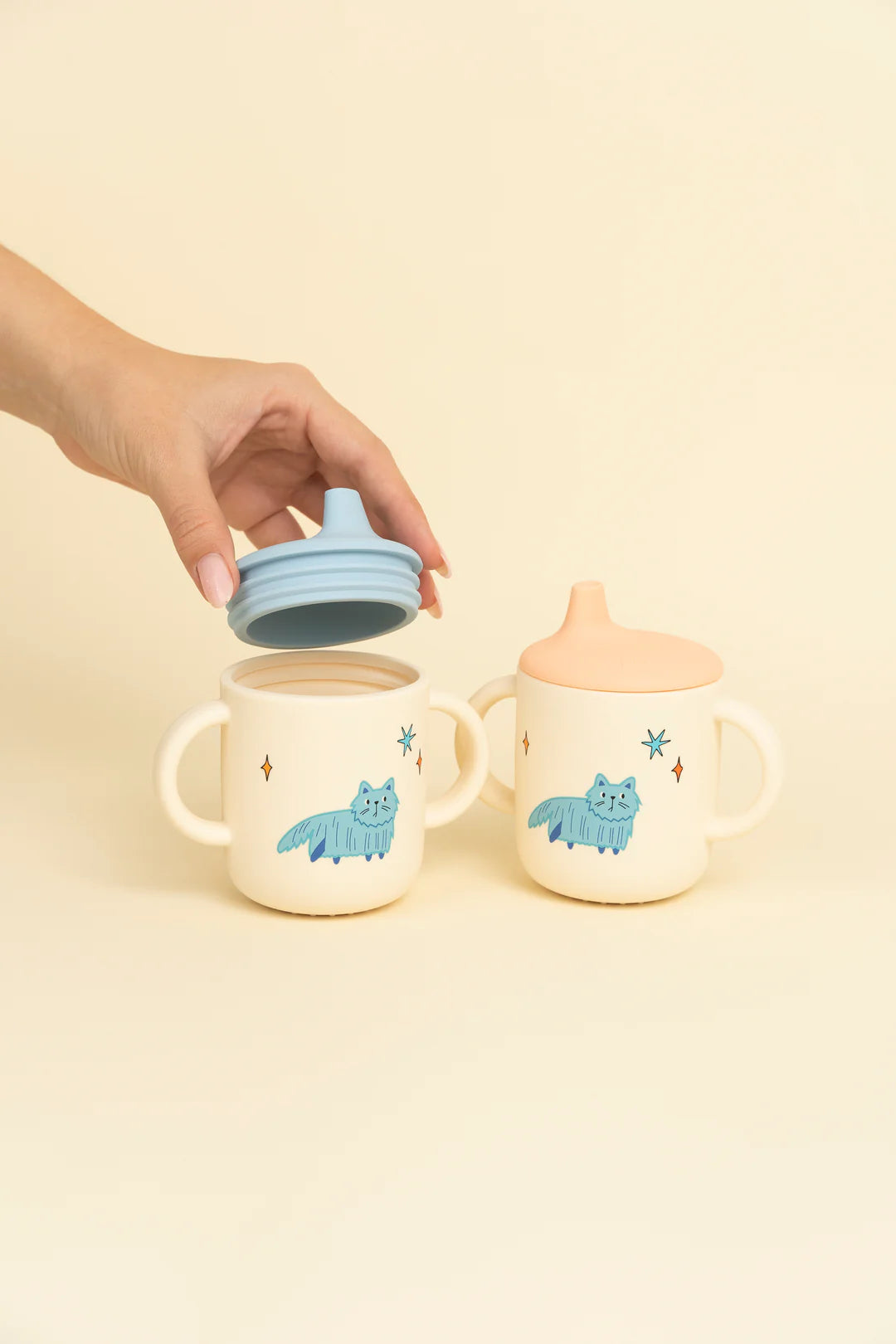 Tasse apprentissage chat - Couleur pêche (à l'unité)