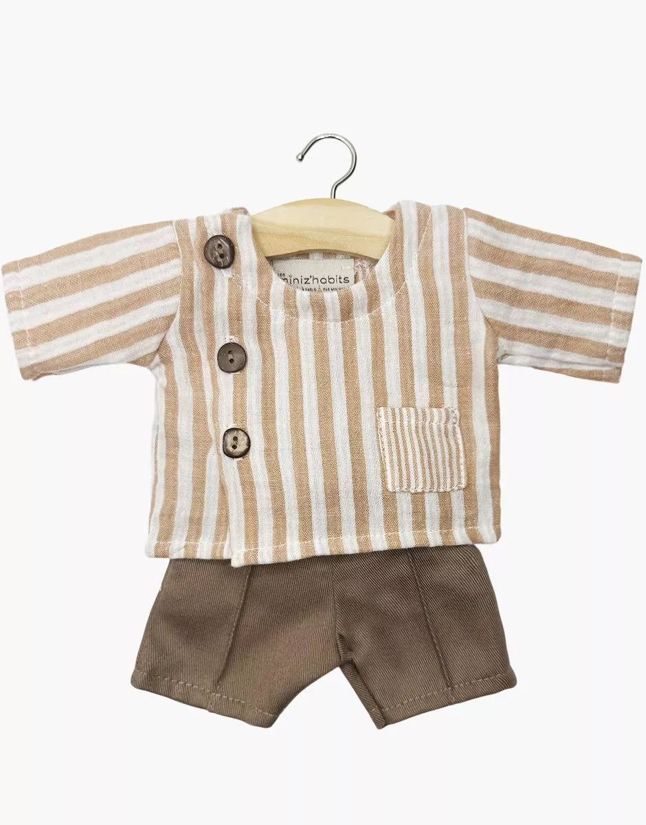 Ensemble garçon « Back to School » avec blouse d’écolier Zéphyr beige et pantalon taupe
