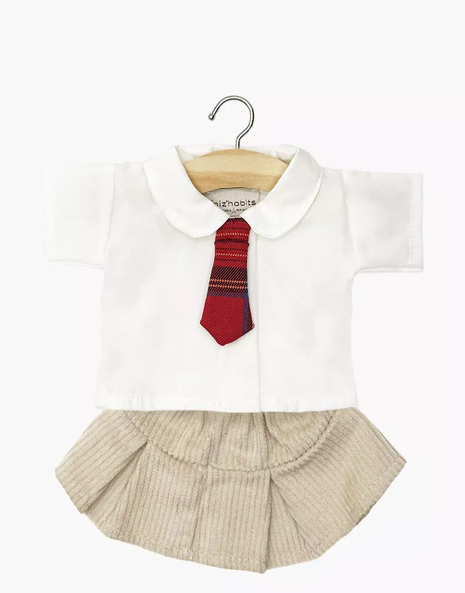 Ensemble Kate avec jupe en velours beige