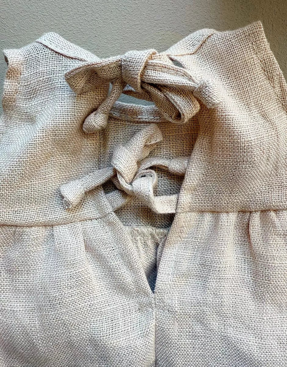 Robe Faustine sans manches en lin lavé nude