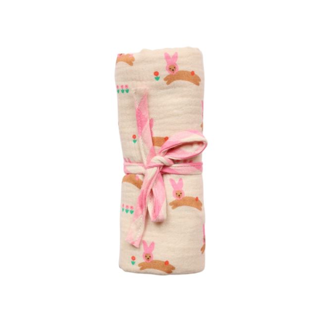 Lange lapin rose 70x70 cm - Chichi pompon