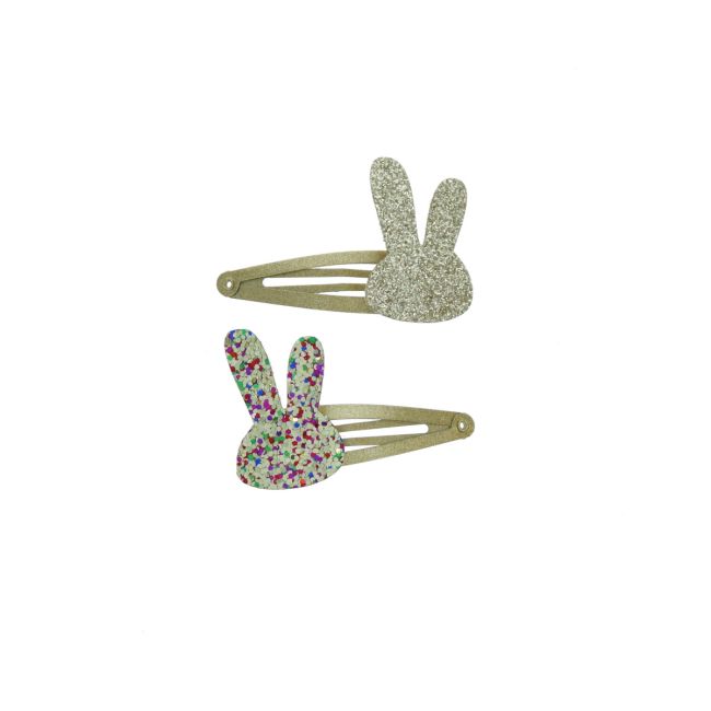 Lot de 4 barrettes lapins doré