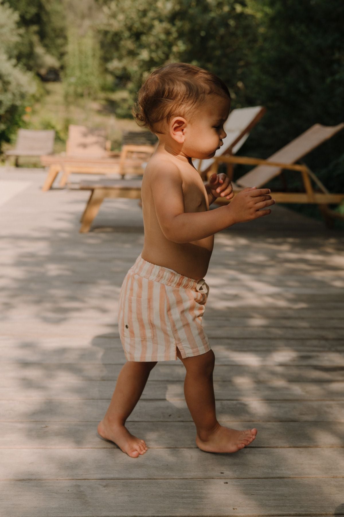 SHORT DE BAIN CHICO- RAYURES ROSES