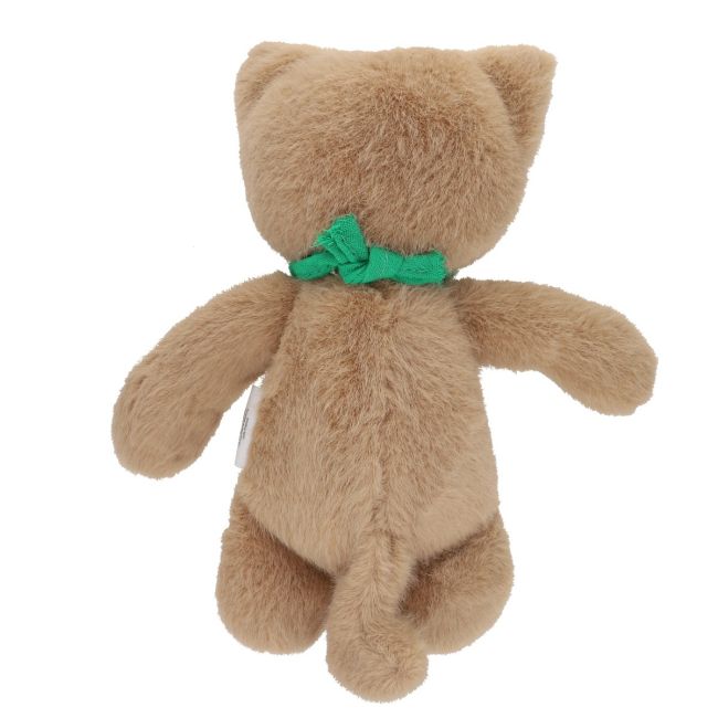 Peluche chat marron et bandana vert