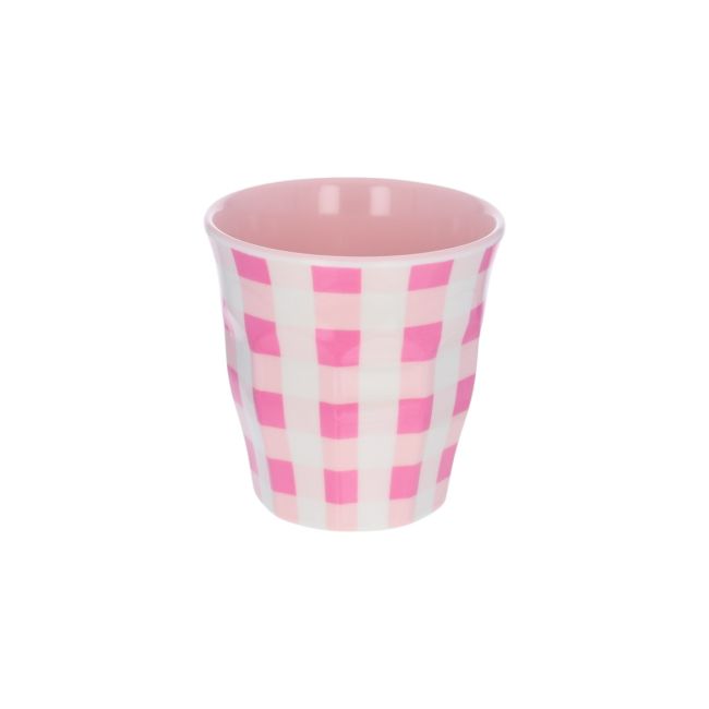 Petit verre en mélamine vichy rose