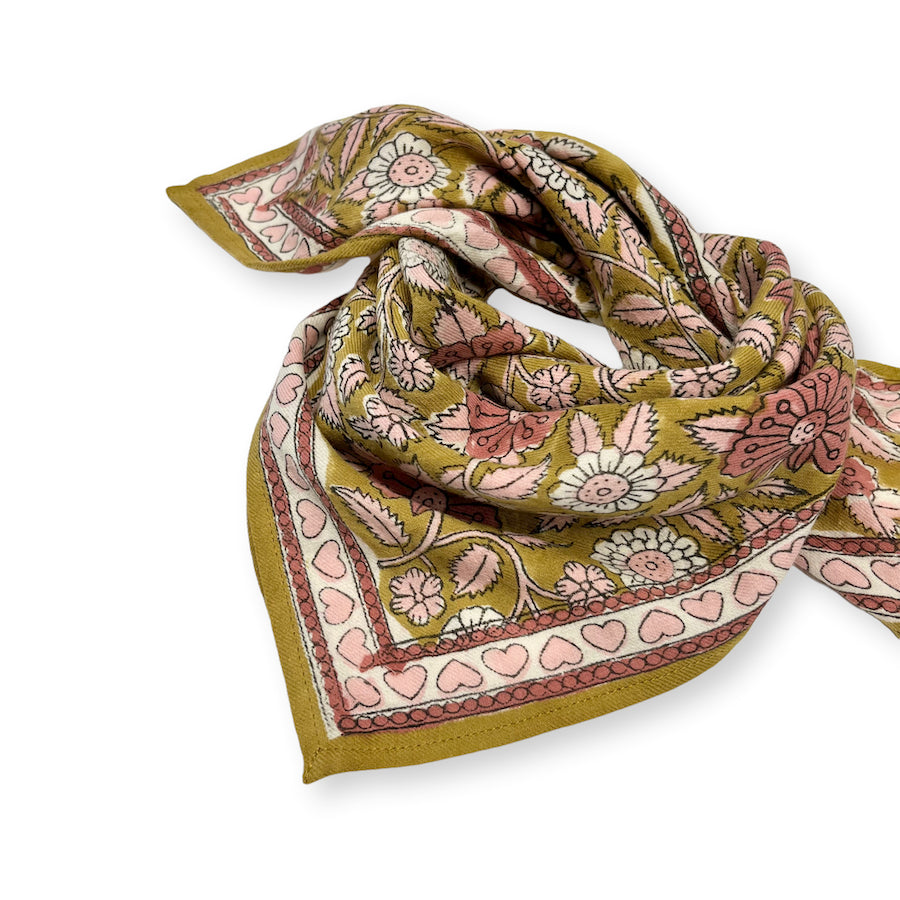 PETIT FOULARD MANIKA "CŒUR" CURRY