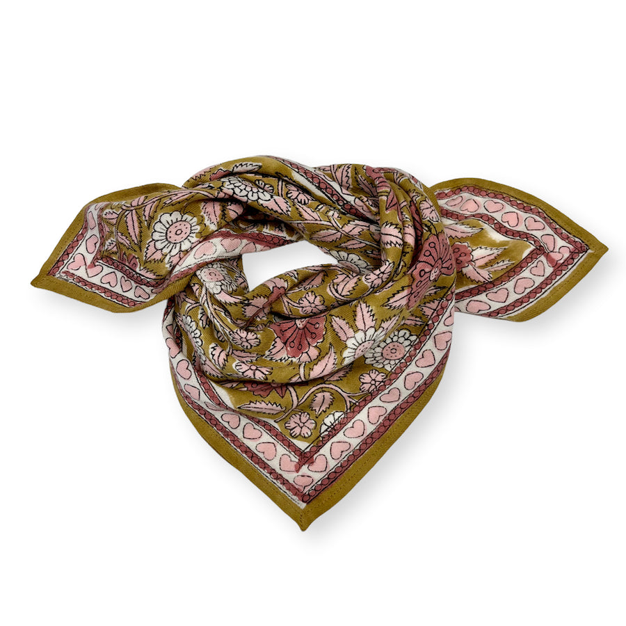 PETIT FOULARD MANIKA "CŒUR" CURRY