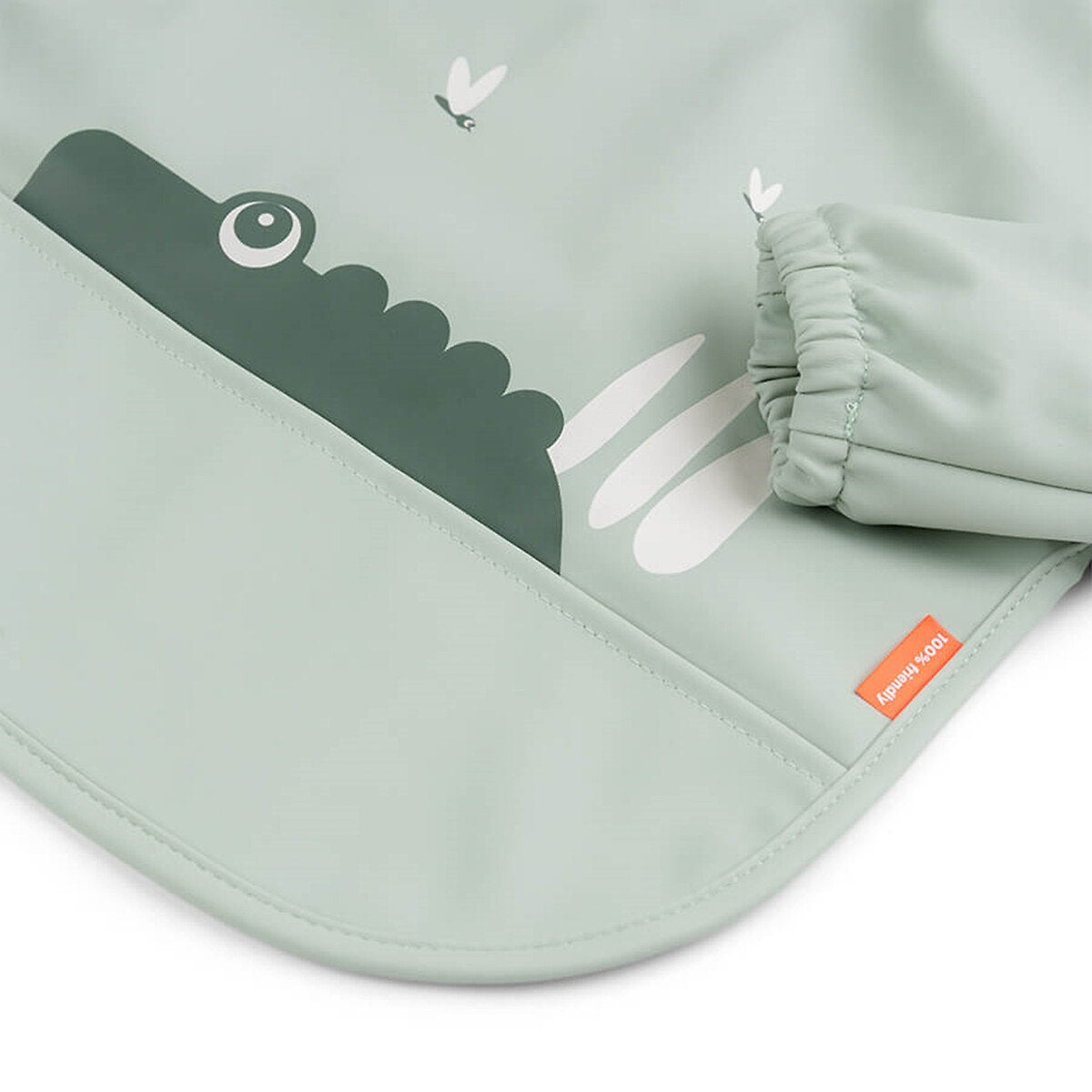 bavoir poche manches - croco - vert