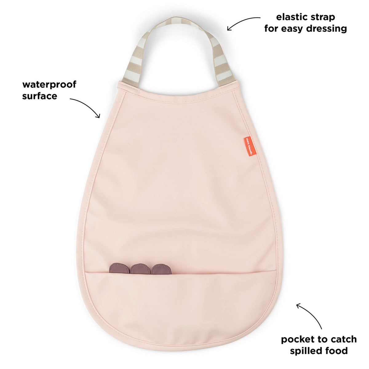Bavoir élastique Croco - Rose poudré