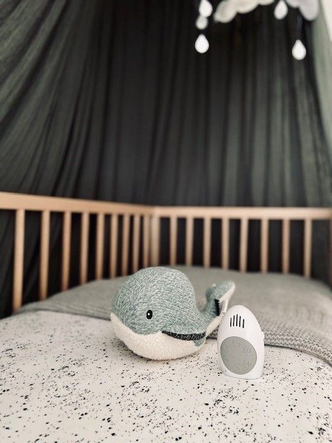 Peluche bruit blanc Baleine Moby gris