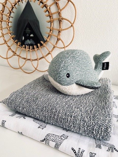 Peluche bruit blanc Baleine Moby gris
