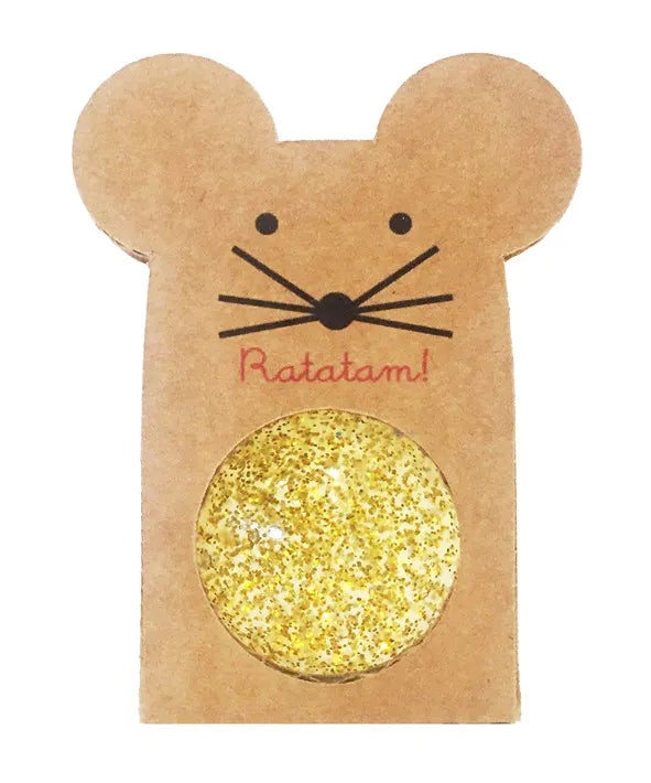 Balle rebondissante pailletée doré Souris