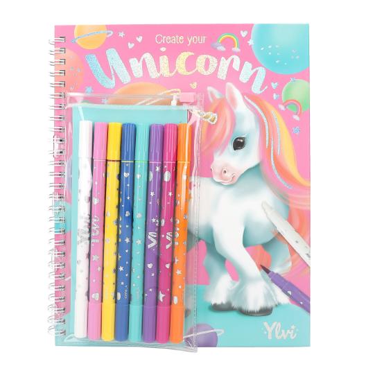 Album à colorier avec set crayons - Licorne