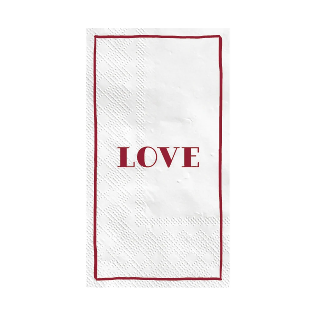 Serviette papier rectangle love rouge x15