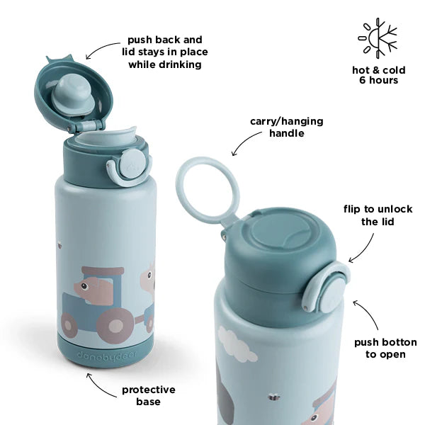 Gourde inox Tiny farm Bleu 340 ml