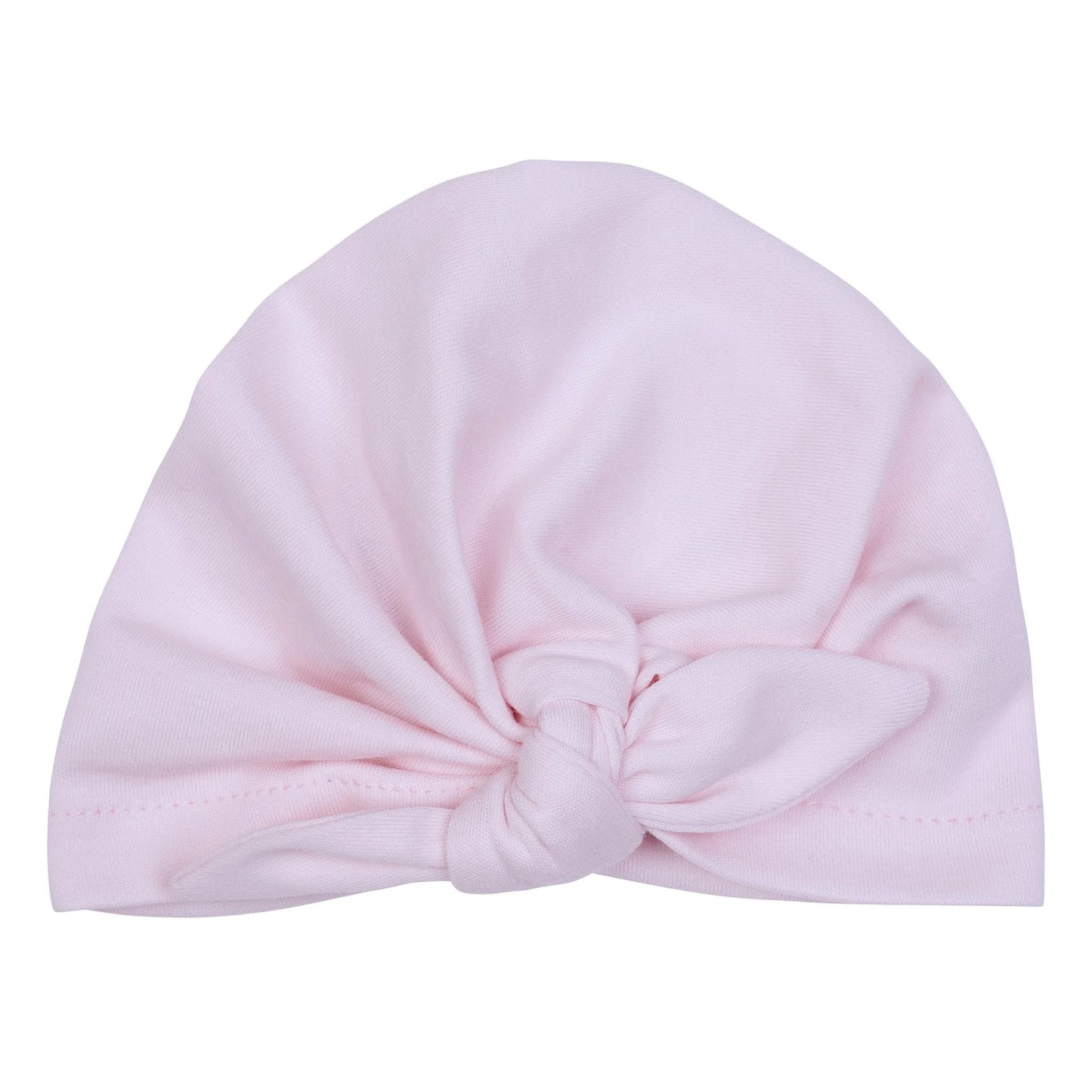 Bonnet naissance forme turban rose pastel