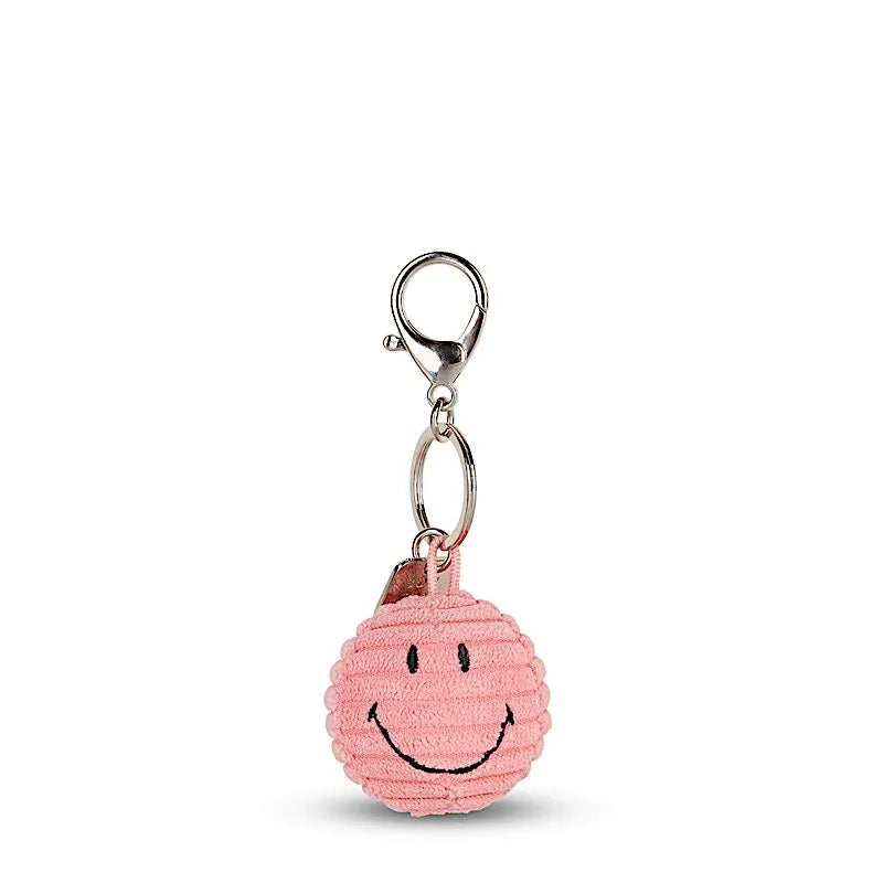 Porte-clé Smiley velours côtelé Rose