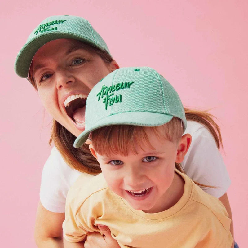 Casquette Amour Fou denim vert | Enfant