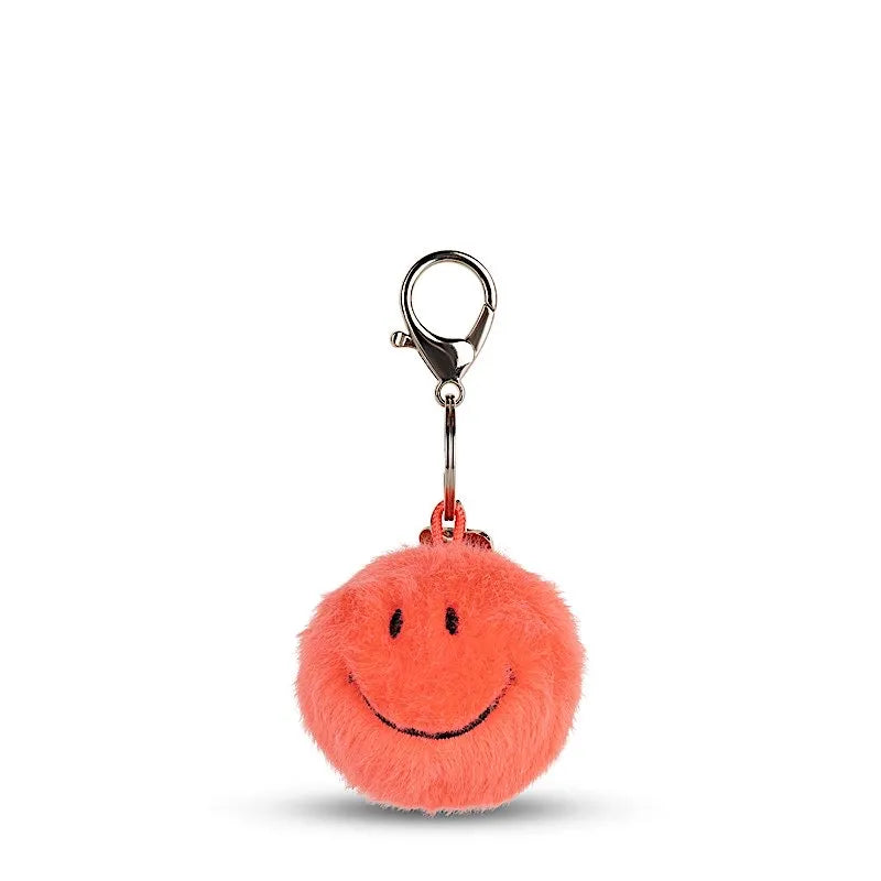 Porte-clé Smiley fuzzy Corail