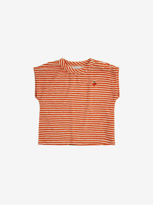 T-shirt éponge à rayures - orange