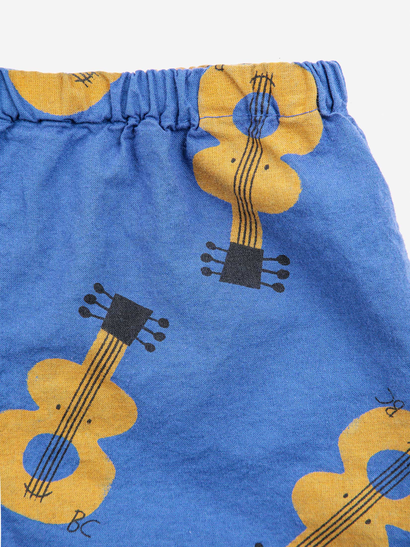 Short tissé guitares - bleu
