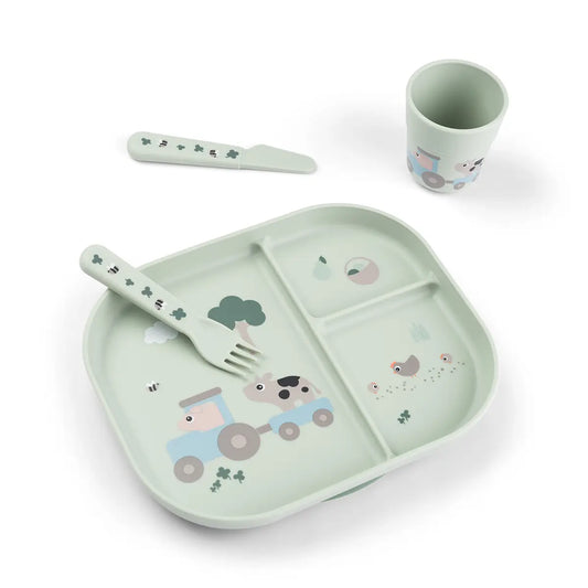 Service de table gourmand avec ventouse - Tiny Farm - Vert