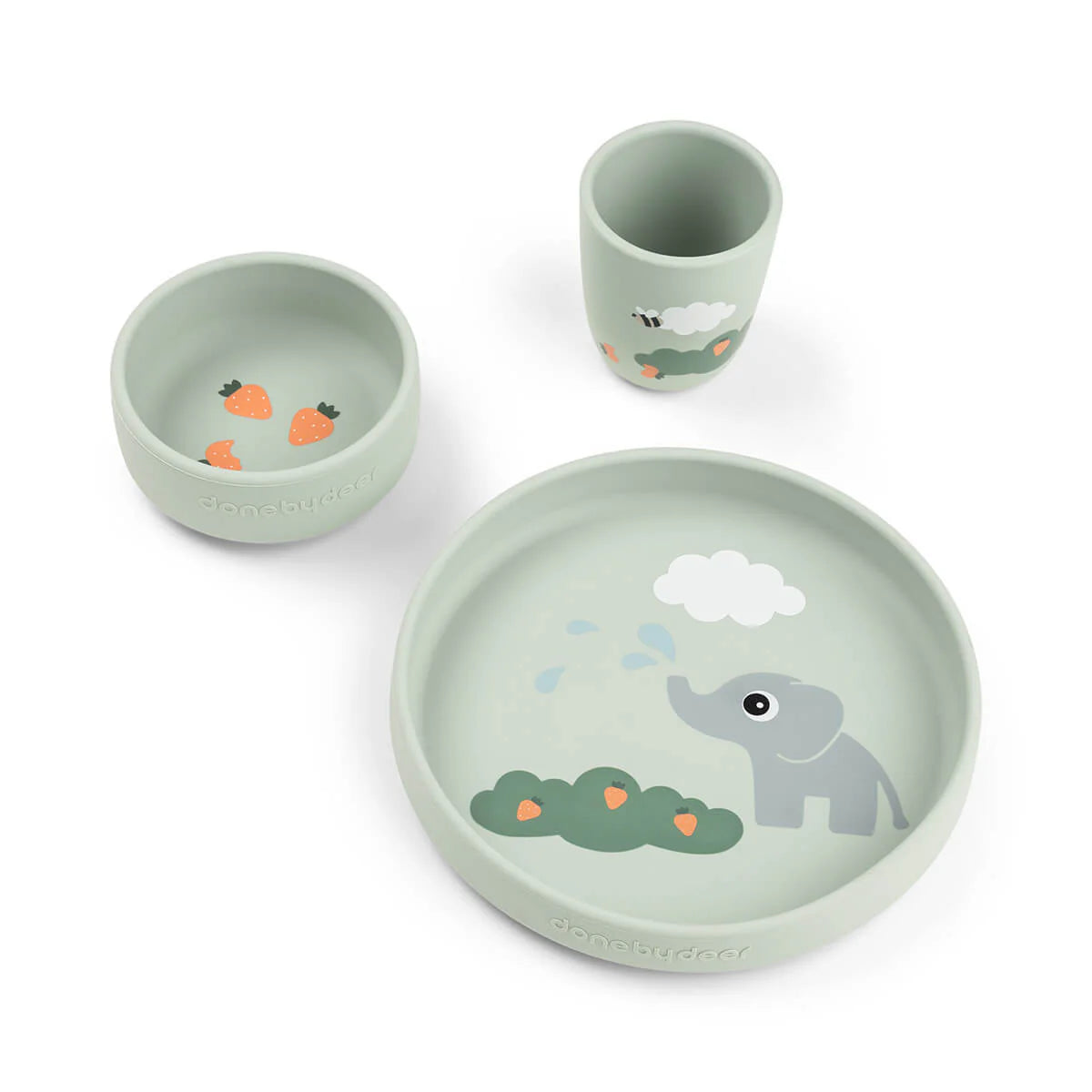 Coffret repas ventouse silicone Elphee Vert