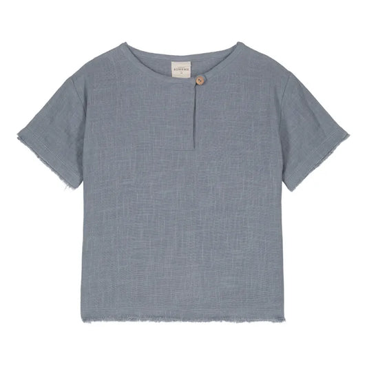 T-Shirt Orso Manches Courtes en Gaze de Coton | Bleu gris - 6A