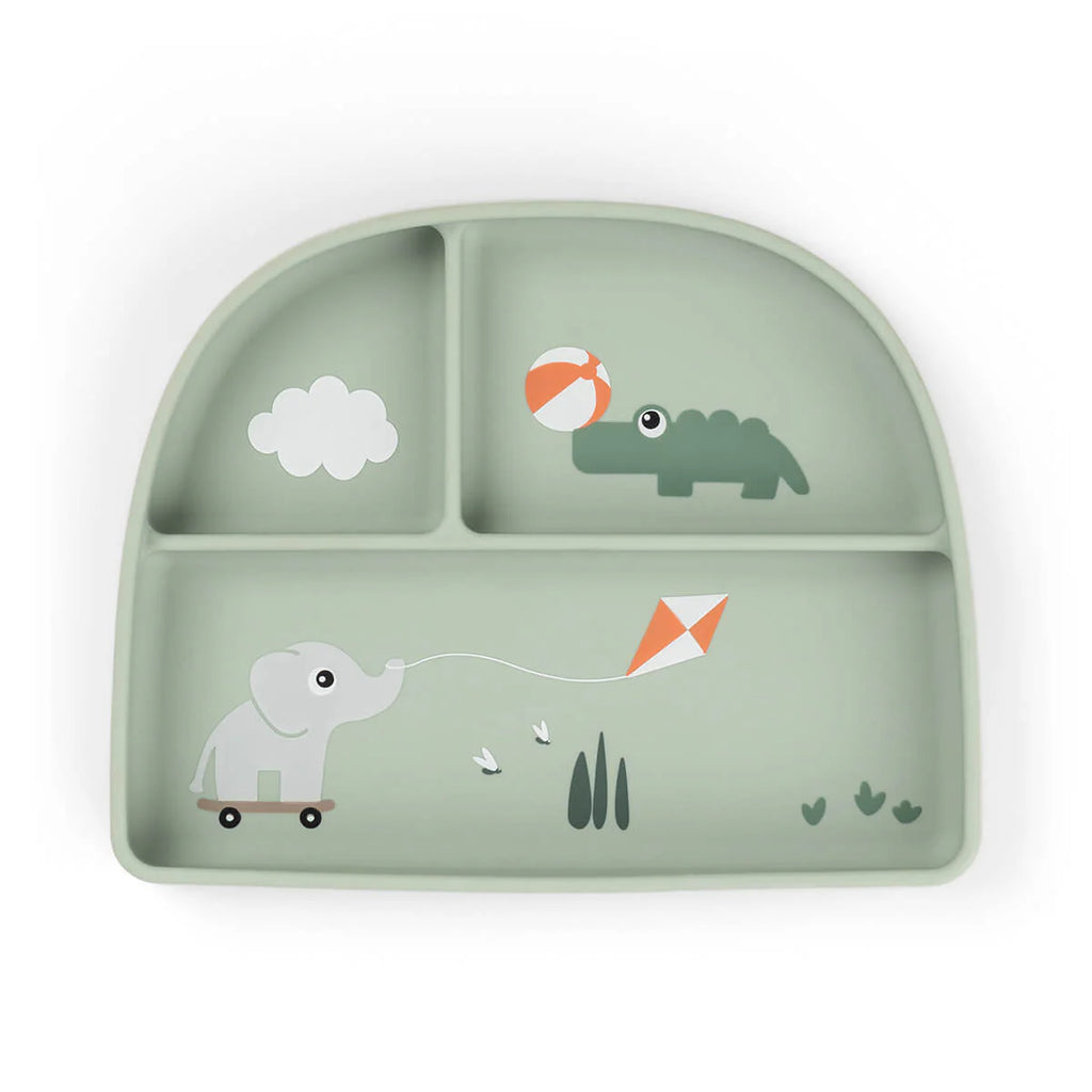 Assiette ventouse compartimentée Playground Vert